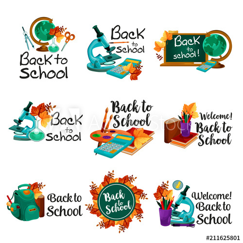 500x500 Back To School Vector Lesson Stationery Icons