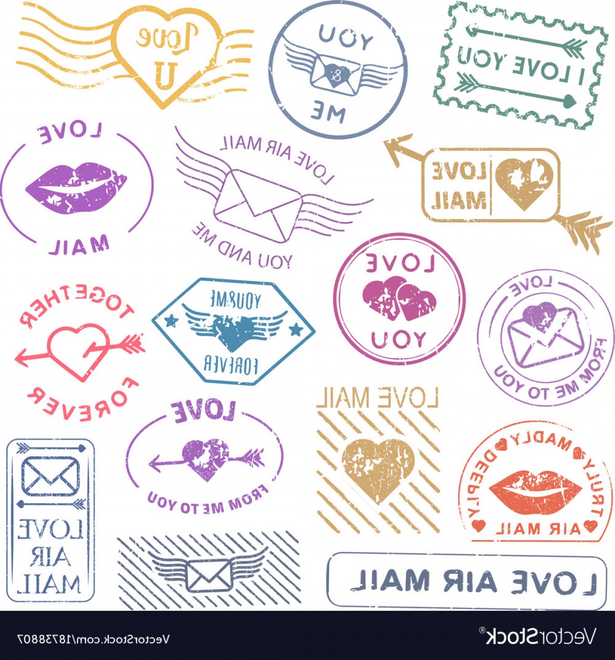 Romantic Letter Mail Stamp Set Vector Hoodamathrun 1200x1287 Romantic Letter Mail Stamp Set Vector Hoodamathrun