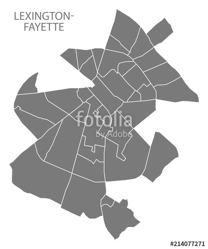 418x500 Lexington Fayette Kentucky City Map With Neighborhoods Grey