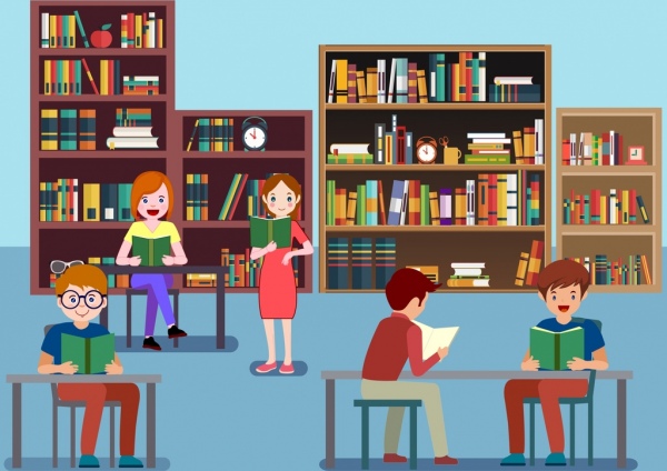 600x424 Study Drawing Reading Human Library Icons Decor Free Vector