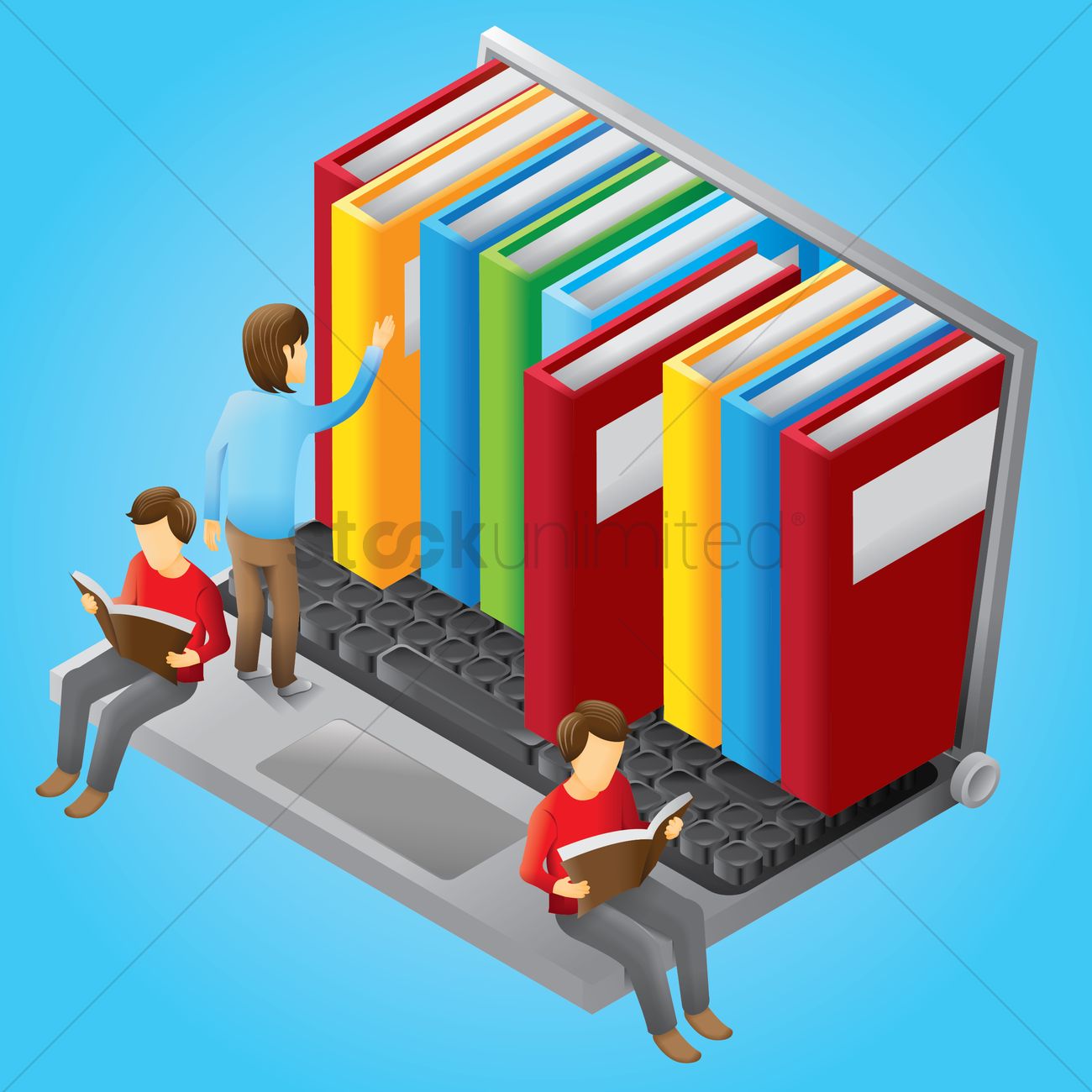 1300x1300 E Library On Laptop Vector Image