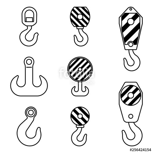 500x500 Lifting And Crane Hook Flat Vector Icons Stock Image And Royalty