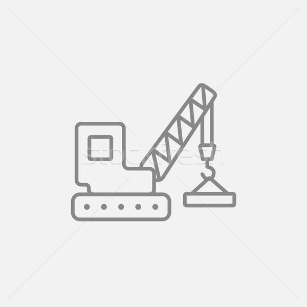 600x600 Lifting Crane Line Icon Vector Illustration Andrei Krauchuk