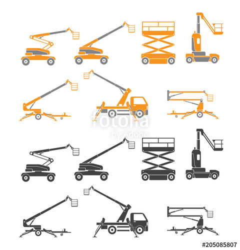 480x500 Lifting Machine Icons Set Two Versions Vector Isolated Stock