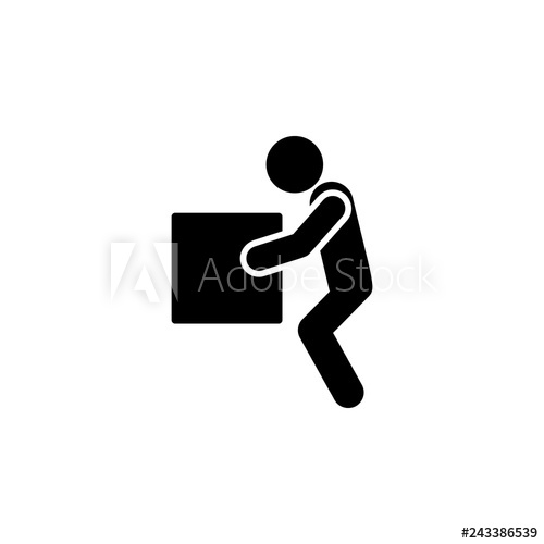 500x500 Lifting Weights, Box, Man Icon Simple Glyph Vector Of Universal