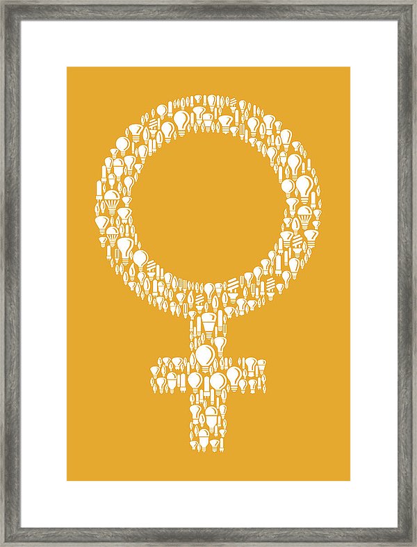 600x787 Venus Gender Symbol On Vector Lightbulb Pattern Background Framed