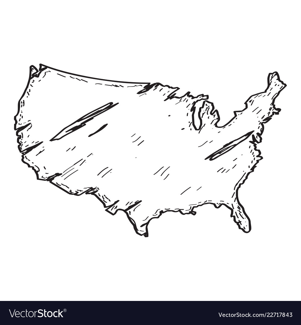 1000x1080 Printable Drawing Art Map United States America Linear Stock