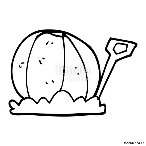 500x500 Line Drawing Cartoon Beachball And Spade Stock Image And Royalty
