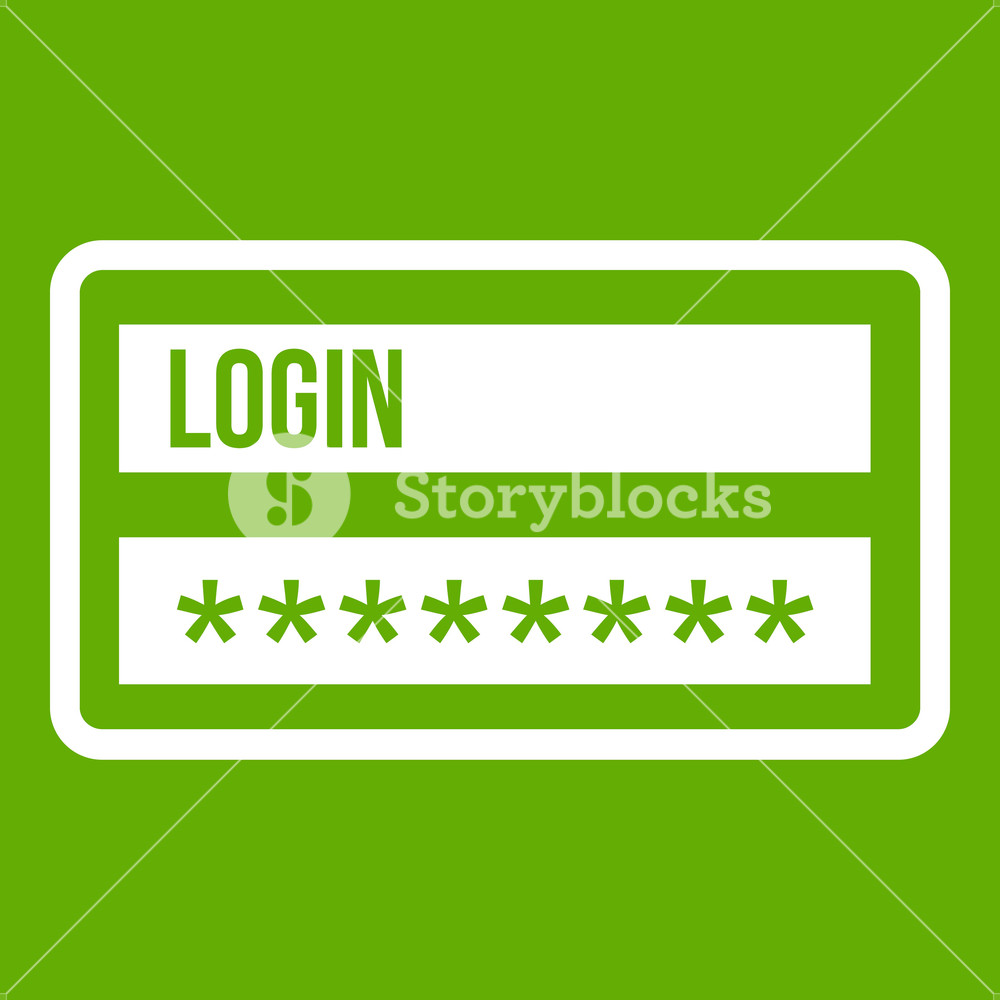 1000x1000 Login And Password Icon White Isolated On Green Background Vector