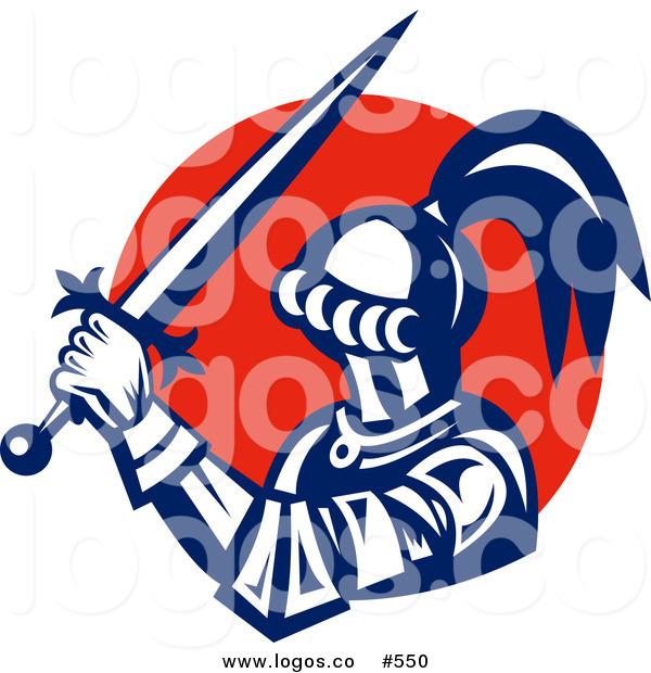 600x620 Royalty Free Vector Logo Of A Knight Over Red