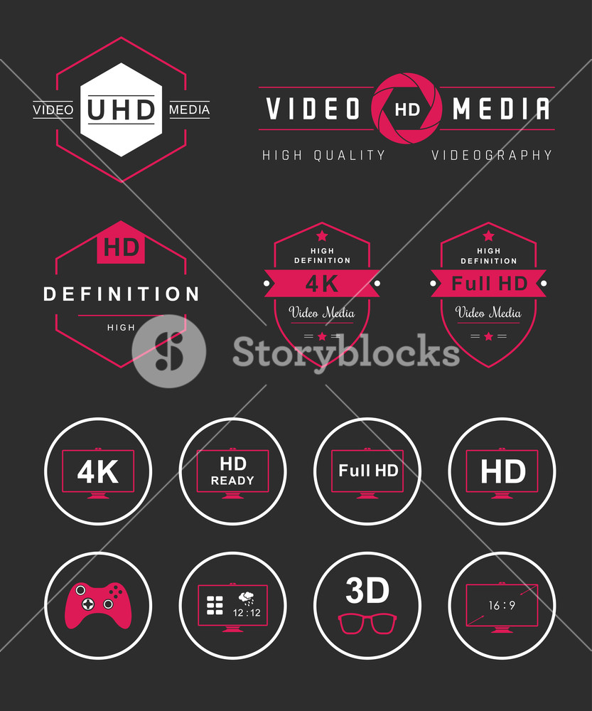 833x1000 Television Set Symbols Isolated On Black Background Vector