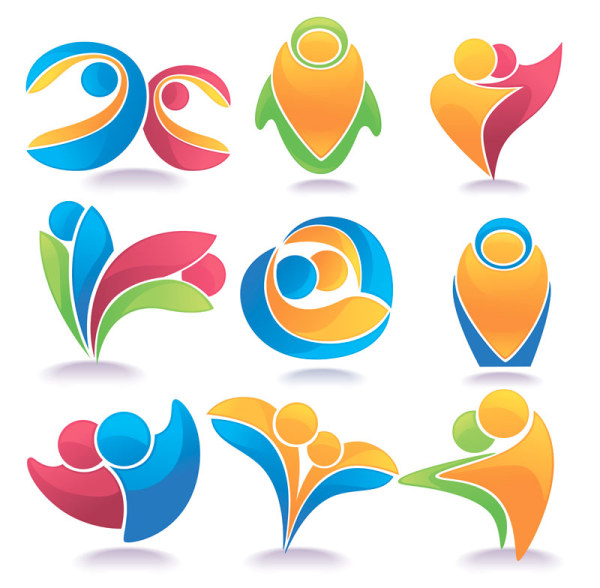 600x588 Set Of Colored Abstract Logo Design Elements Vector Free Download