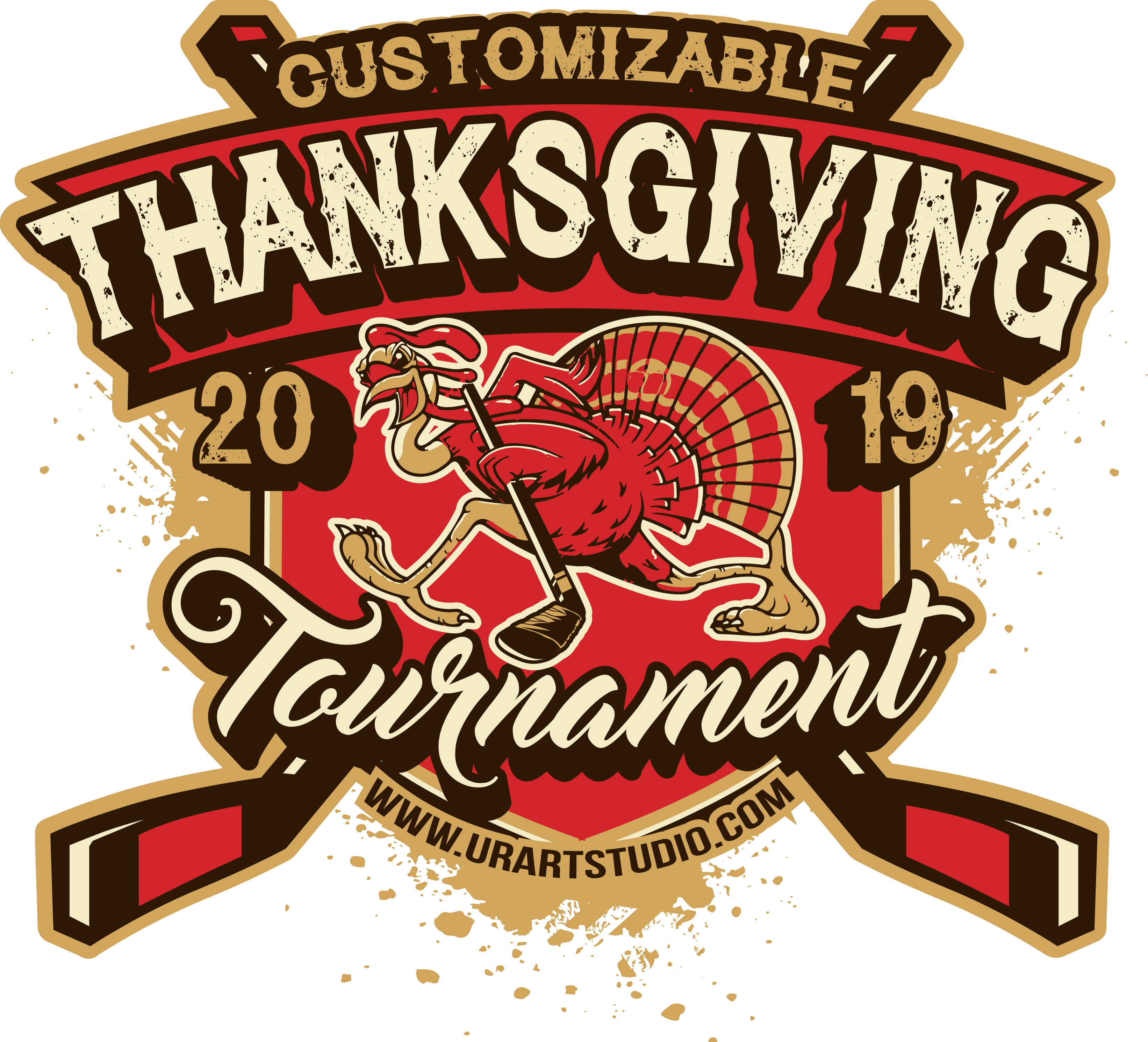3284x2981 Thanksgiving Hockey Tournament Customizable T Shirt Vector Logo