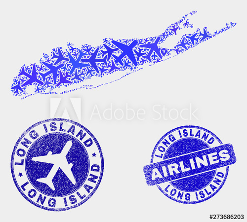 500x450 Airplane Vector Long Island Map Composition And Scratched