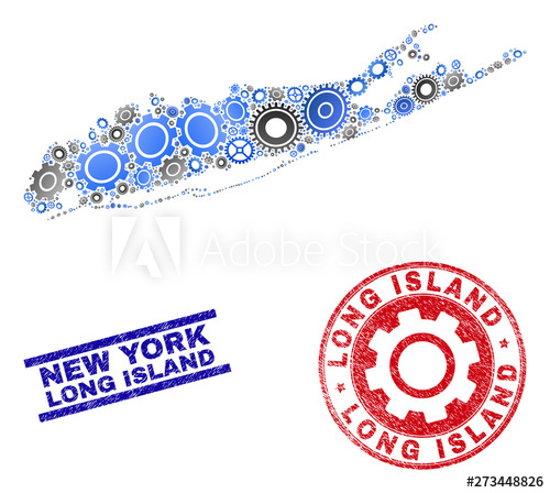 500x448 Repair Workshop Vector Long Island Map Collage And Seals Abstract