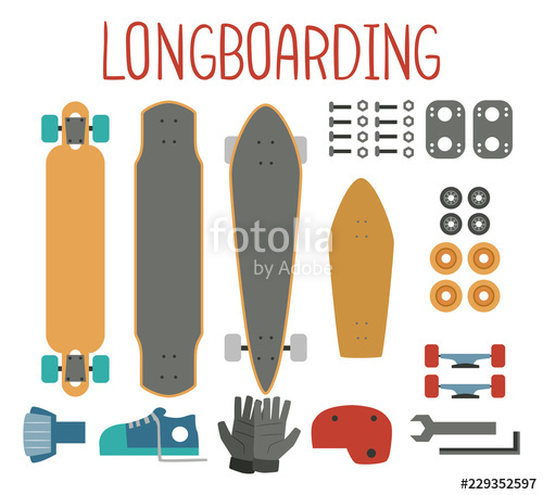 500x456 Longboard Elements Illustration Stock Image And Royalty Free