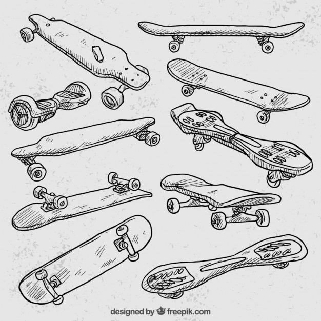 626x626 Variety Of Hand Drawn Longboard Vector Free Download
