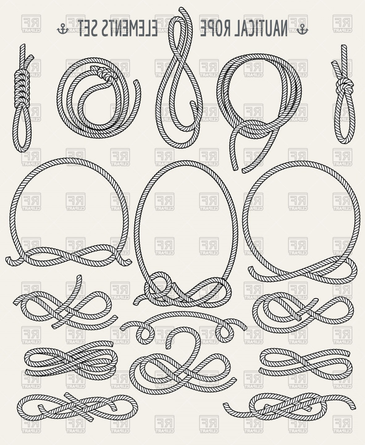 Nautical Rope Design Elements Knots And Loops Vector Clipart 1182x1440 Nautical Rope Design Elements Knots And Loops Vector Clipart