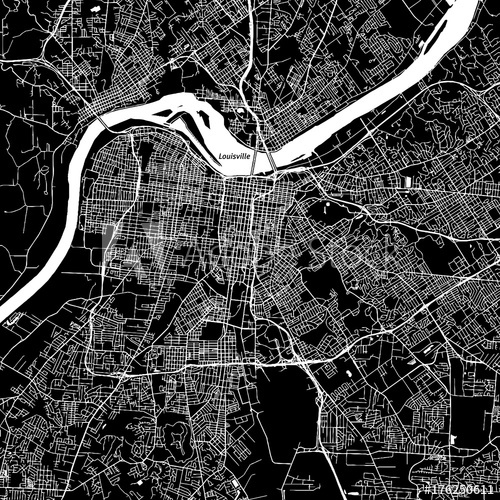 500x500 Louisville, Kentucky Downtown Vector Map
