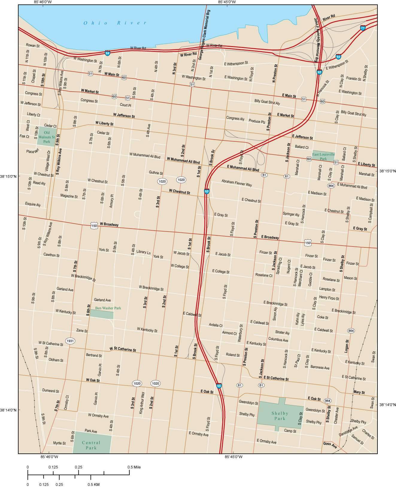 1323x1626 Louisville Ky Map