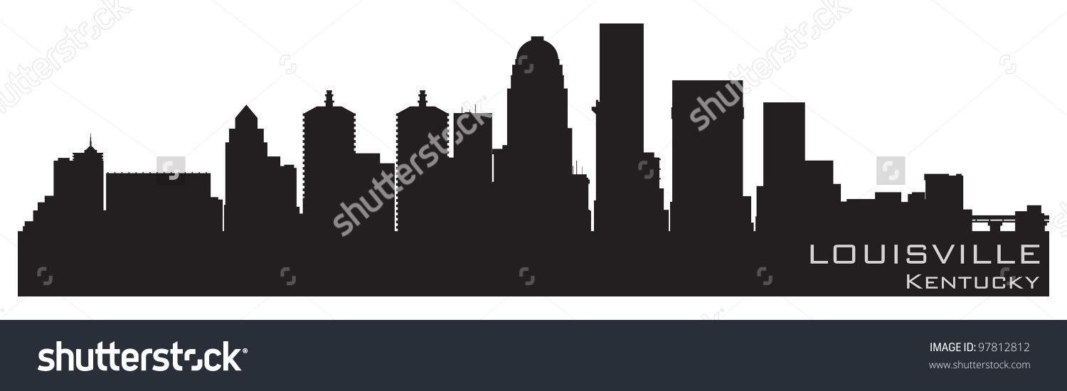 1500x550 Louisville Kentucky Skyline Detailed Vector Silhouette Stock
