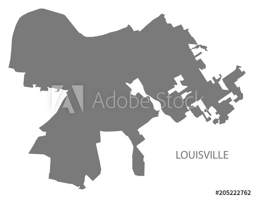 500x390 Louisville Kentucky City Map Grey Illustration Silhouette Shape