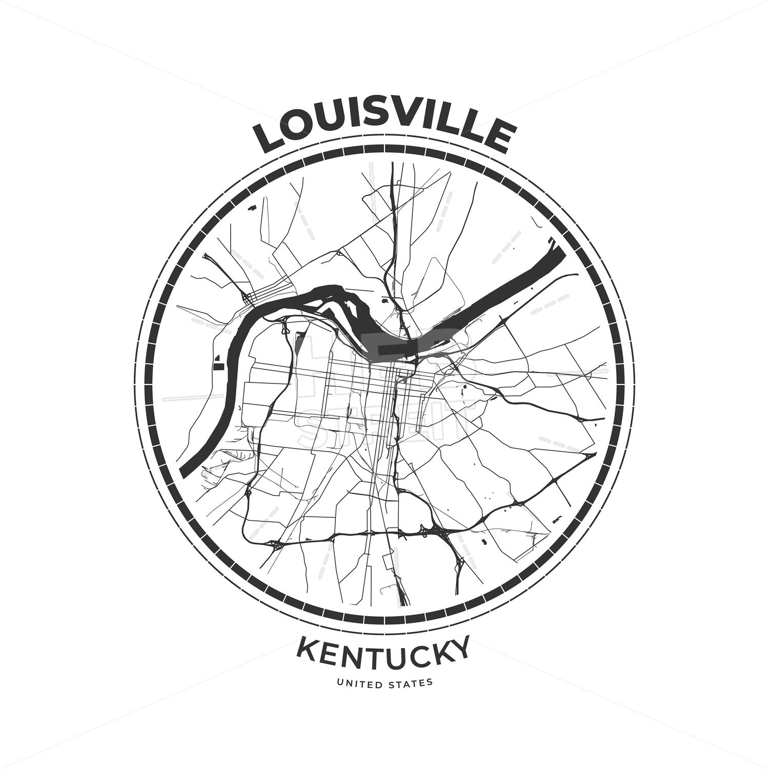 1500x1500 T Shirt Map Badge Of Louisville, Kentucky Print Fashion