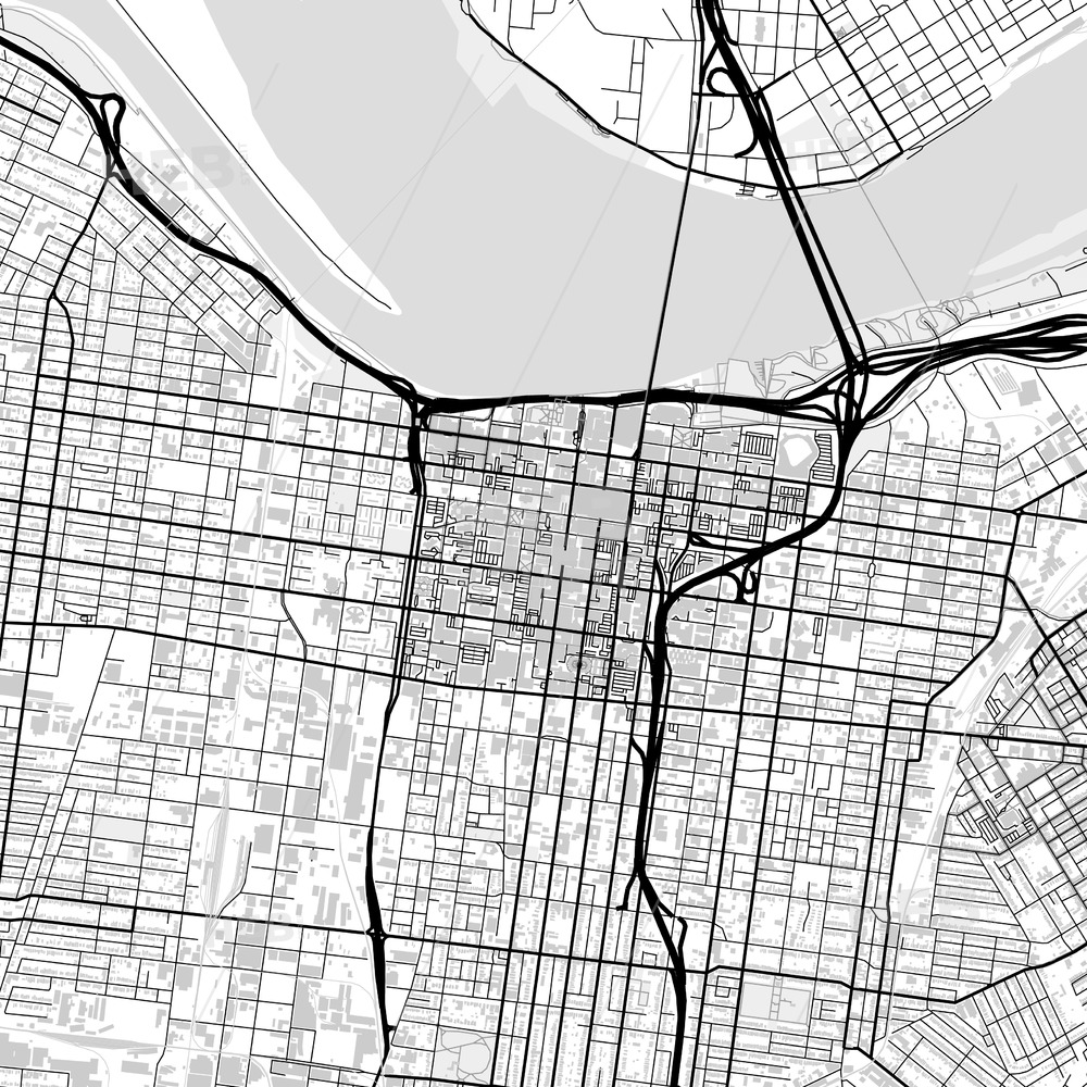 1000x1000 Downtown Map Of Louisville, Light Hebstreits Sketches