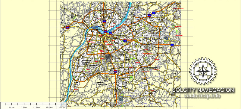 800x364 Louisville, Kentucky, Us Printable Vector Street Atlas Parts Map