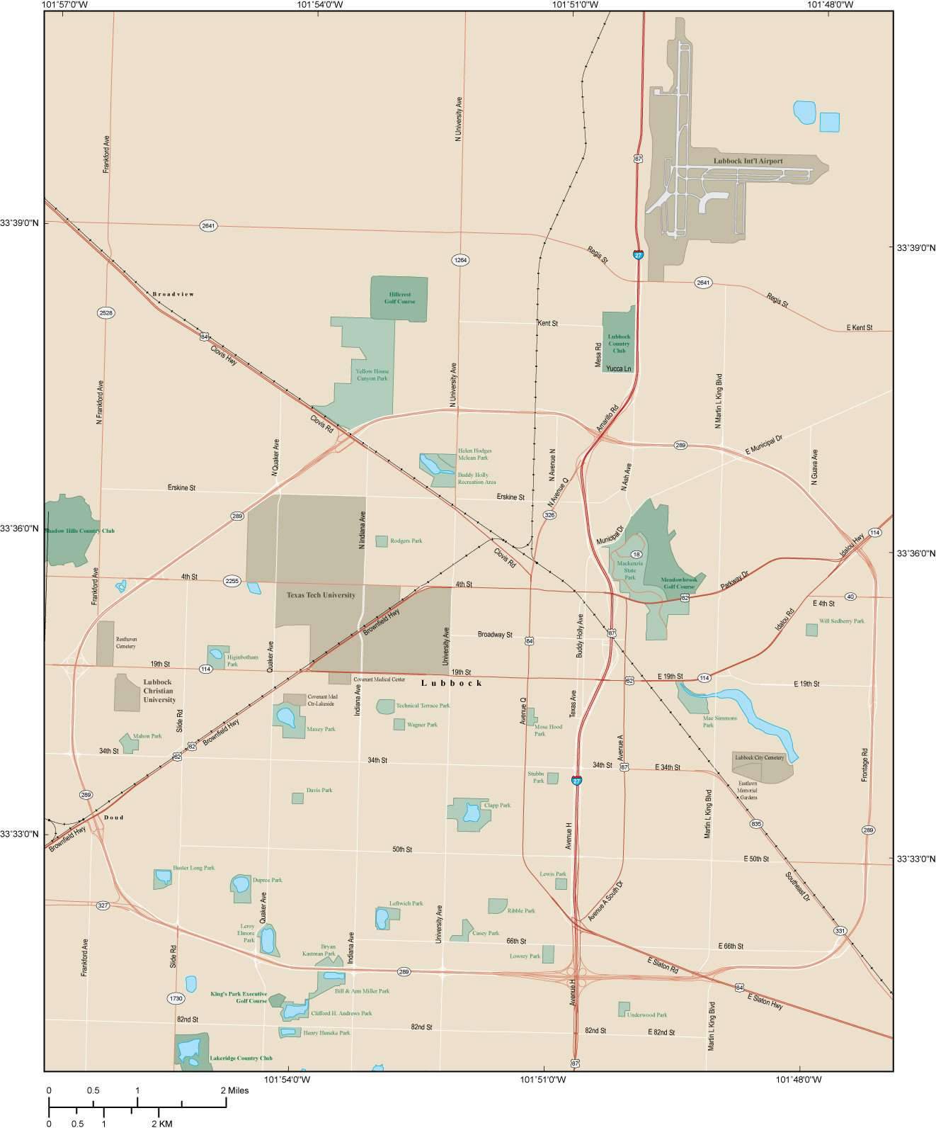 1322x1595 Lubbock Map Adobe Illustrator Vector Format