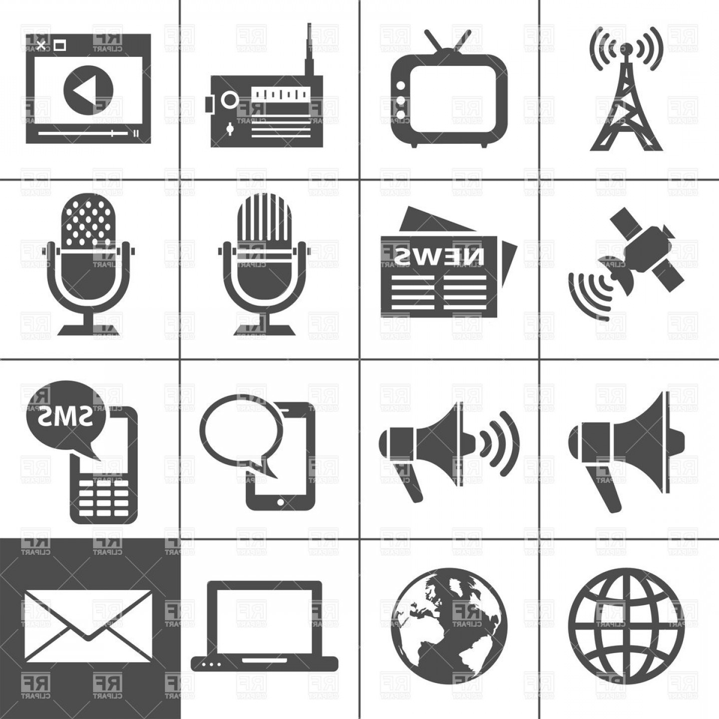 1440x1440 Mass Media Icons Vector Clipart Soidergi