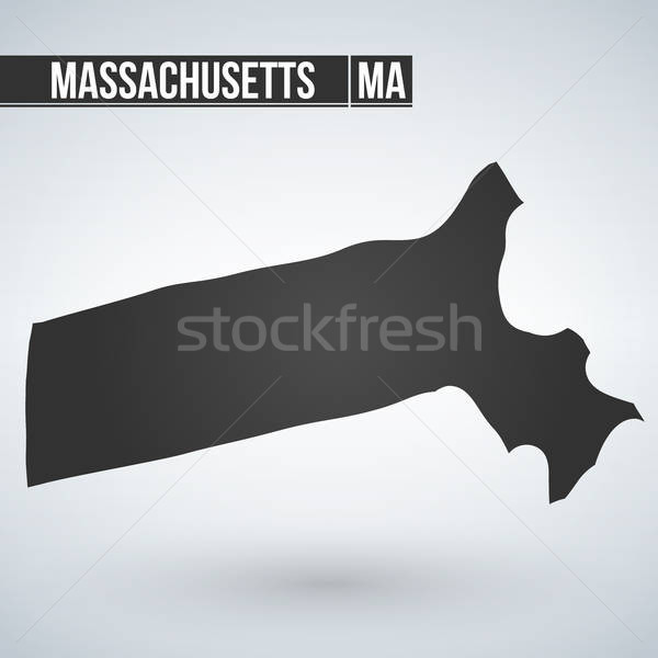 600x600 Massachusetts State Map In Black On A White Background Vector