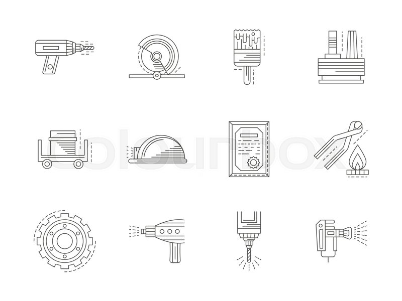 800x600 Symbols Of Metal Processing Equipment Stock Vector Colourbox
