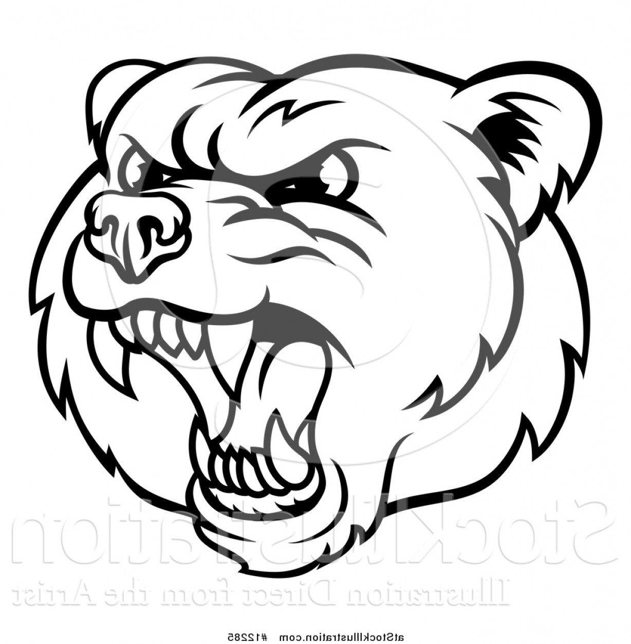 Vector Illustration Of A Mad Grizzly Bear Mascot Head Black 1228x1252 Vector Illustration Of A Mad Grizzly Bear Mascot Head Black