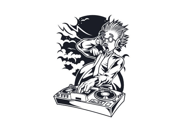 Dj Mad Scientist Vector T Shirt Design 600x450 Dj Mad Scientist Vector T Shirt Design