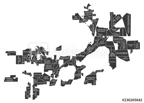 500x358 Madison Wisconsin City Map Usa Labelled Black Illustration