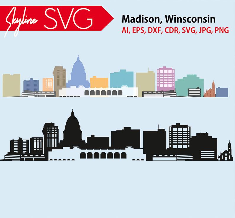 794x735 Madison City City Of Madison Vector Skyline Wisconsin Etsy