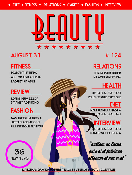 454x600 Beauty Magazine Cover Vector Design With Fashionable Lady Free