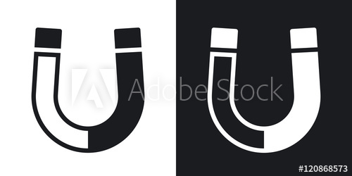 500x250 Vector Magnet Icon Two Tone Version On Black And White Background