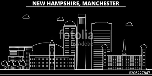 500x250 Manchester Silhouette Skyline Usa