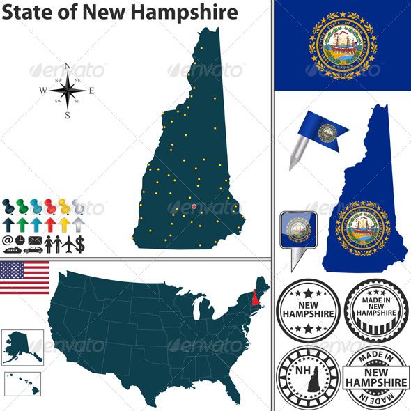 590x590 Map Of State New Hampshire, Usa Travel Vectors Art State Map
