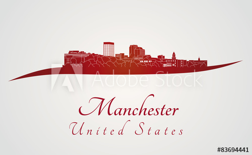 500x308 Manchester, Nh Skyline In Red