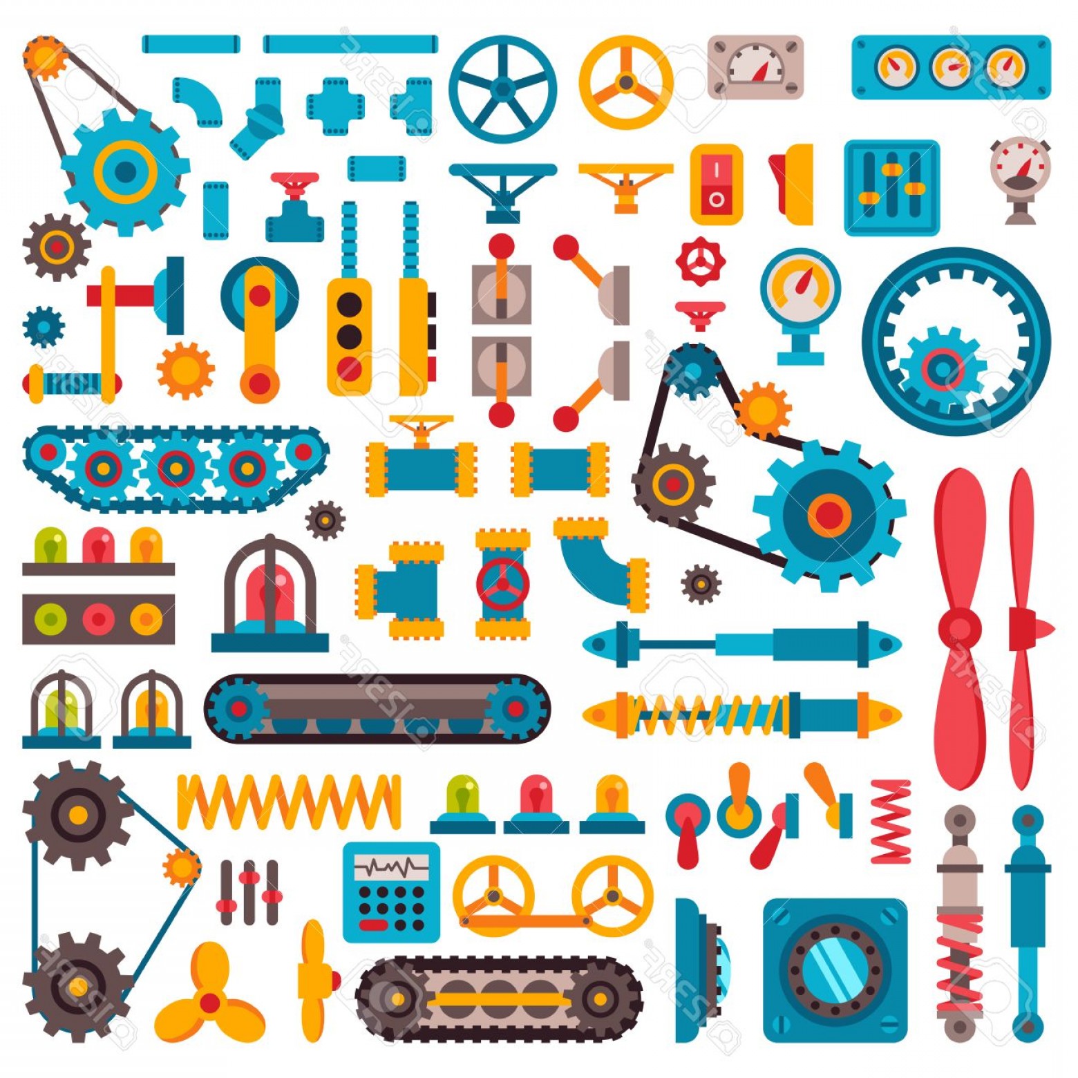 1560x1560 Photostock Vector Machine Parts Different Mechanism Vector
