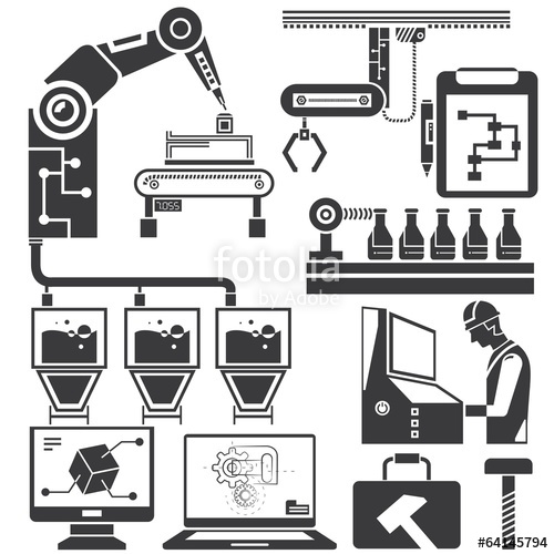 500x500 Manufacturing, Production Line Icons Stock Image And Royalty Free