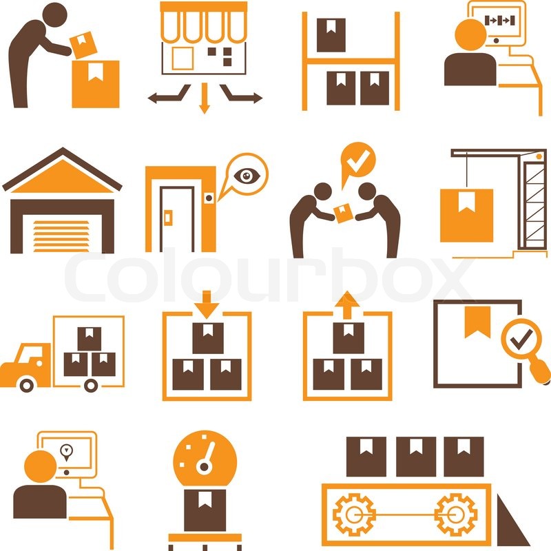 800x800 Manufacturing Icons In Orange Color Stock Vector Colourbox