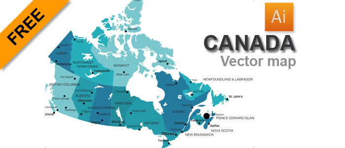 700x300 Free Canada Vector Map