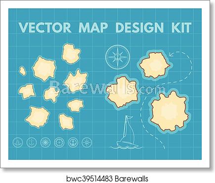 435x370 Vector Treasure Map Generator, Art Print Barewalls Posters