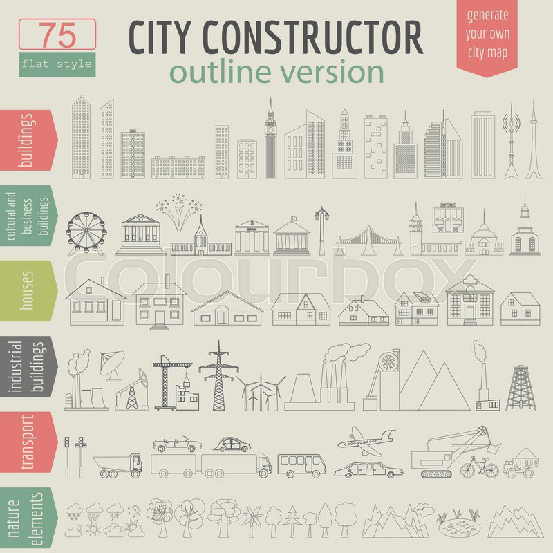 800x800 City Map Generator Elements For Stock Vector Colourbox