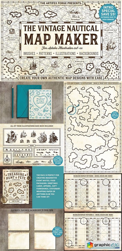 500x1028 The Vintage Nautical Map Maker Free Download Vector Stock Image