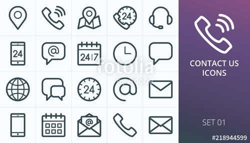 500x286 Contact Us Icons Set Set Of Business Contact Phone Call, Map